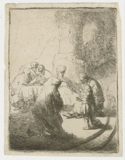 Christus en de schriftgeleerden: kleine plaat