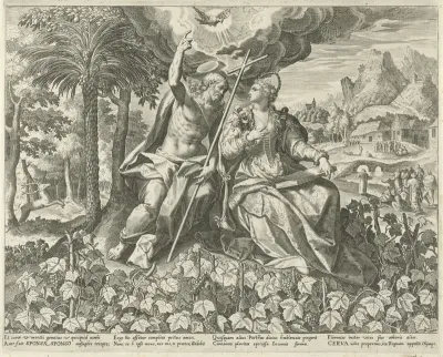 Christus en zijn bruid in een wijngaard