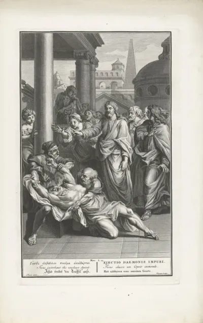 Christus geneest een bezeten man in de synagoge