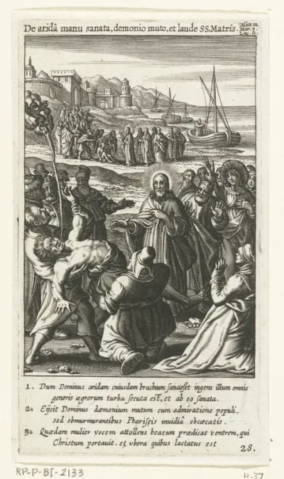 Christus geneest een bezeten man voor het oog van de Farizeeën en schriftgeleerden