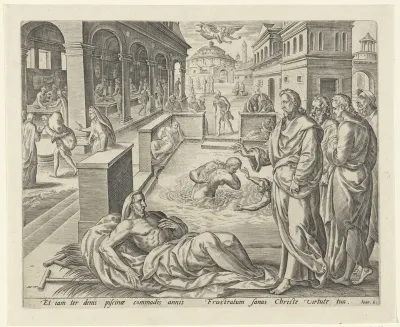 Christus geneest een man bij het bad van Betesda