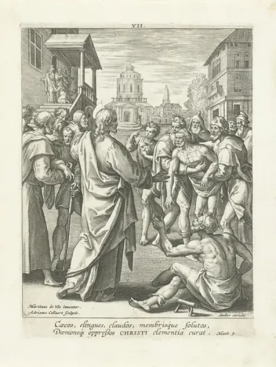 Christus geneest een verlamde man en een blinde man