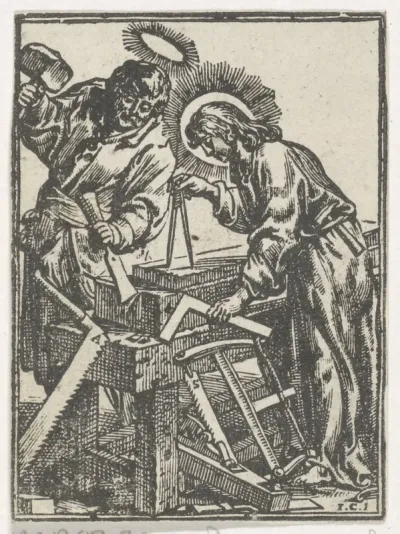 Christus helpt Jozef bij timmermanswerk