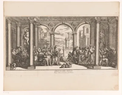Christus in debat met de farizeeën over de belasting aan de keizer