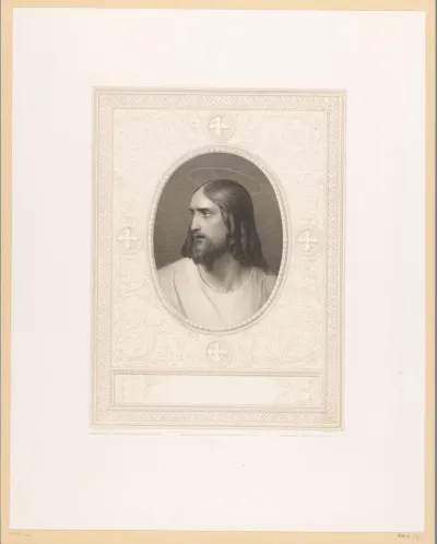 Christus in een versierde lijst