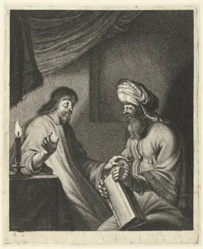 Christus in gesprek met Nikodemus