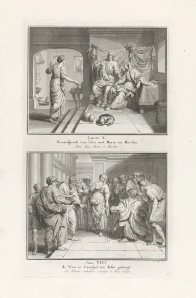 Christus in het huis van Marta en Maria / Christus en de overspelige vrouw