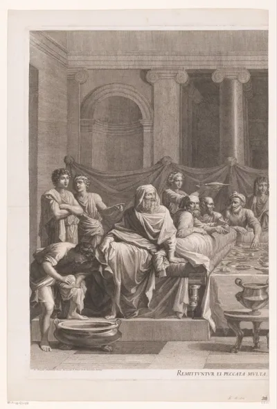 Christus in het huis van Simon in Bethanië (linker deel)