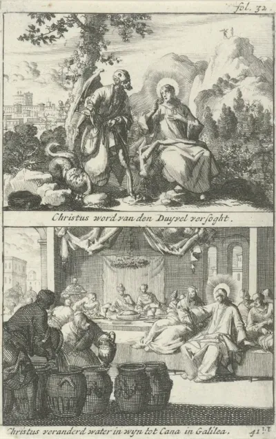 Christus in verzoeking gebracht door de duivel en de bruiloft te Kana