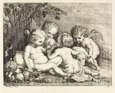 Christus, Johannes de Doper en twee putti