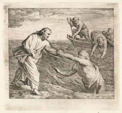 Christus loopt over het water