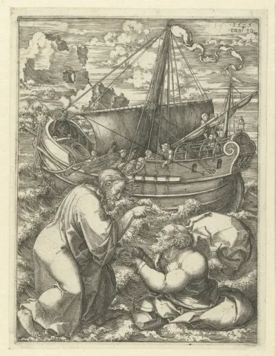 Christus lopend over het water