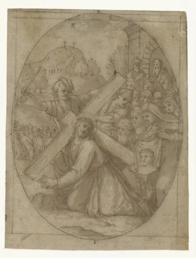 Christus met het kruis en Veronica met doek