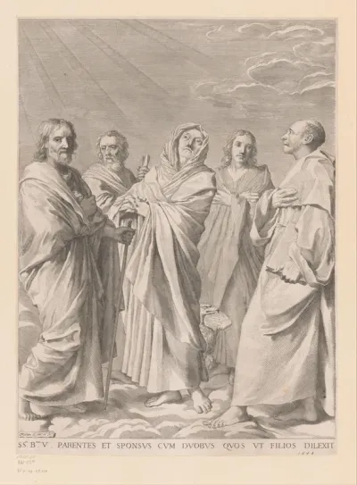Christus met Jozef, Joachim, Anna, Johannes de Evangelist en Bernardus
