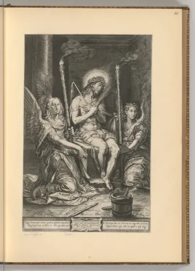Christus mit Dornenkrone und zwei Engel