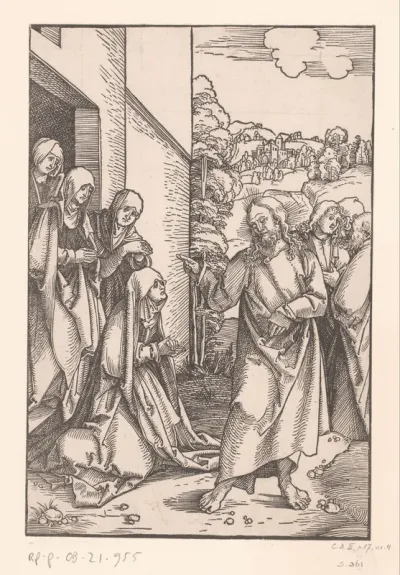 Christus neemt afscheid van zijn moeder