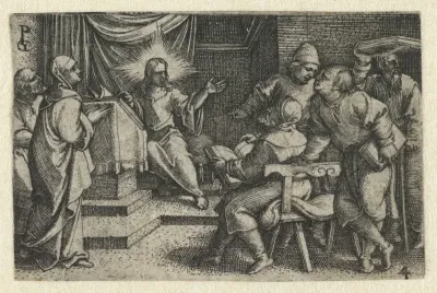 Christus onderwijst schriftgeleerden in de tempel