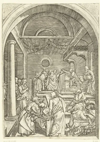 Christus onderwijst schriftgeleerden in tempel