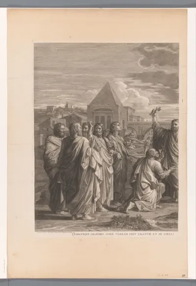 Christus overhandigt de sleutels aan Petrus (linker deel)