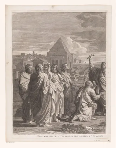Christus overhandigt de sleutels aan Petrus (linker deel)
