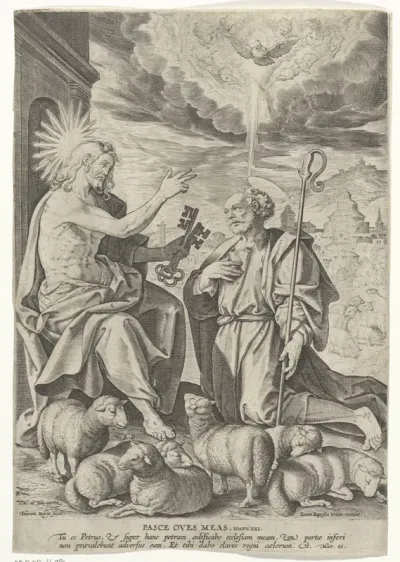 Christus overhandigt de sleutels van de hemel aan Petrus