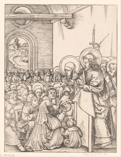 Christus predikend in een kerk