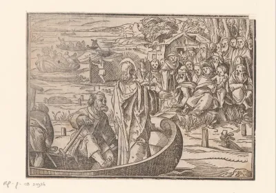 Christus predikend vanuit een boot