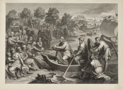 Christus predikend vanuit een boot