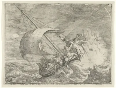 Christus slaapt aan boord van het schip tijdens de storm