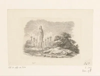 Christus staande tussen zeven kandelaren, met zeven sterren in de hand