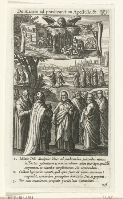 Christus stuurt apostelen op weg om mensen te genezen