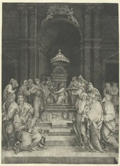 Christus tussen schriftgeleerden in tempel