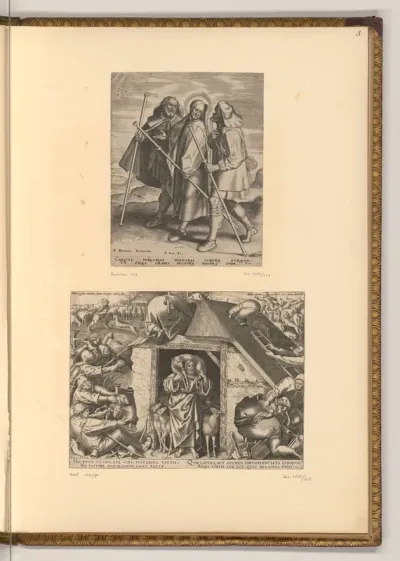 Christus und zwei Jünger auf dem Weg nach Emmaus; Das Gleichnis vom guten Hirten