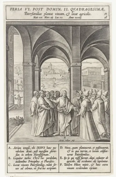Christus vertelt de gelijkenis van de slechte pachters