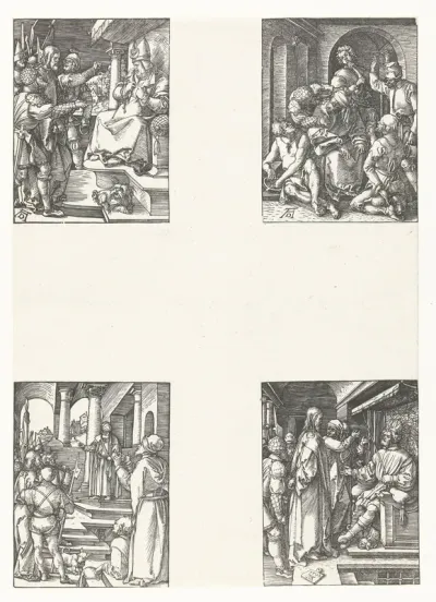 Christus voor Kajafas, Bespotting, Christus voor Pilatus, Christus voor Herodes