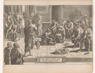 Christus wast de voeten van de discipelen