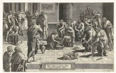 Christus wast de voeten van de discipelen