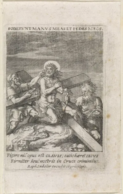 Christus wordt aan het kruis genageld
