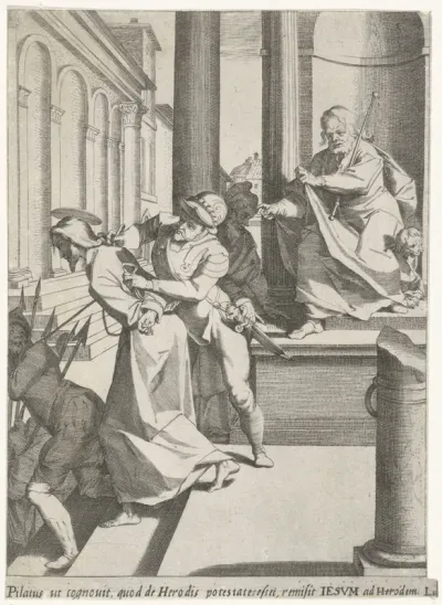 Christus wordt door Pilatus naar Herodes gestuurd