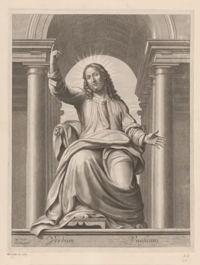 Christus zittend op troon
