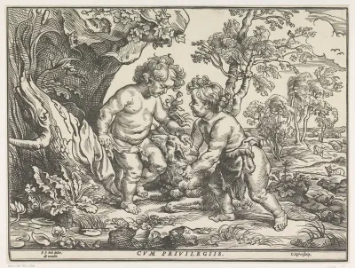 Christuskind en Johannes de Doper spelend met het lam