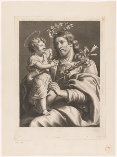 Christuskind kroont martelaar met bloemenkrans