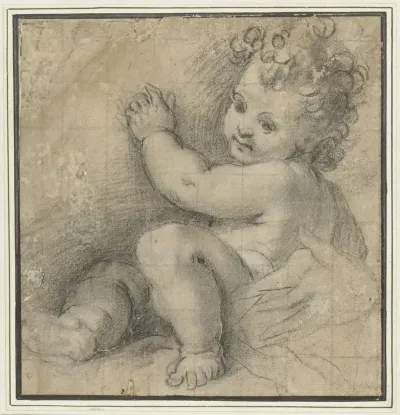 Christuskind met de hand van Maria