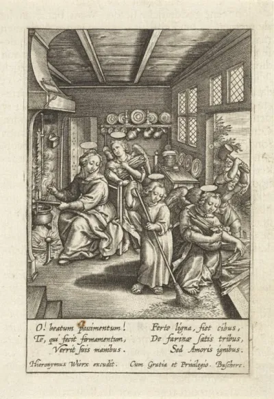 Christuskind veegt de vloer