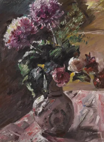 Chryanthemums and Roses in a pitcher