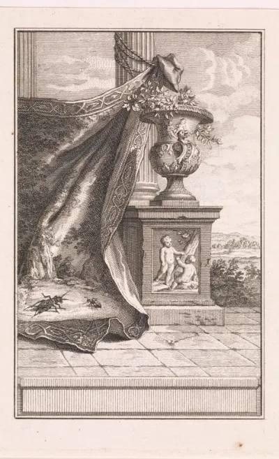 Cicade en mier op een kleed