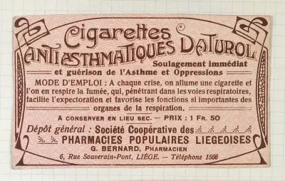 Cigarettes Antiasthmatiques Daturol: product label