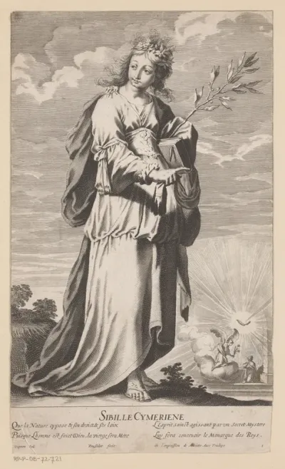 Cimmerische sibille, met op de achtergrond de annunciatie