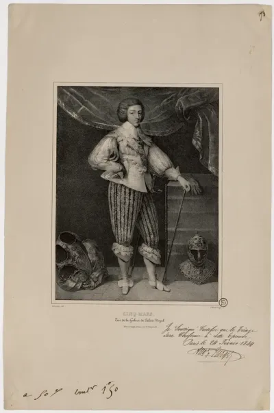 Cinq Mars. Tiré de la Galerie du Palais royal. Grevedon del. Lith. de Turgis