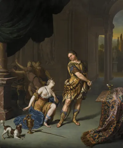Circe begging Ulysses for mercy after he has resisted her drugged cup